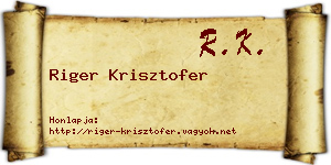 Riger Krisztofer névjegykártya